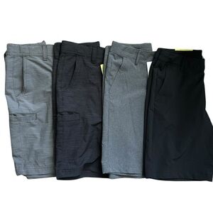 2 Golf & 2 Cargo Adjustable Waist Black & Gray Shorts Bundle-Boys’ Size 14